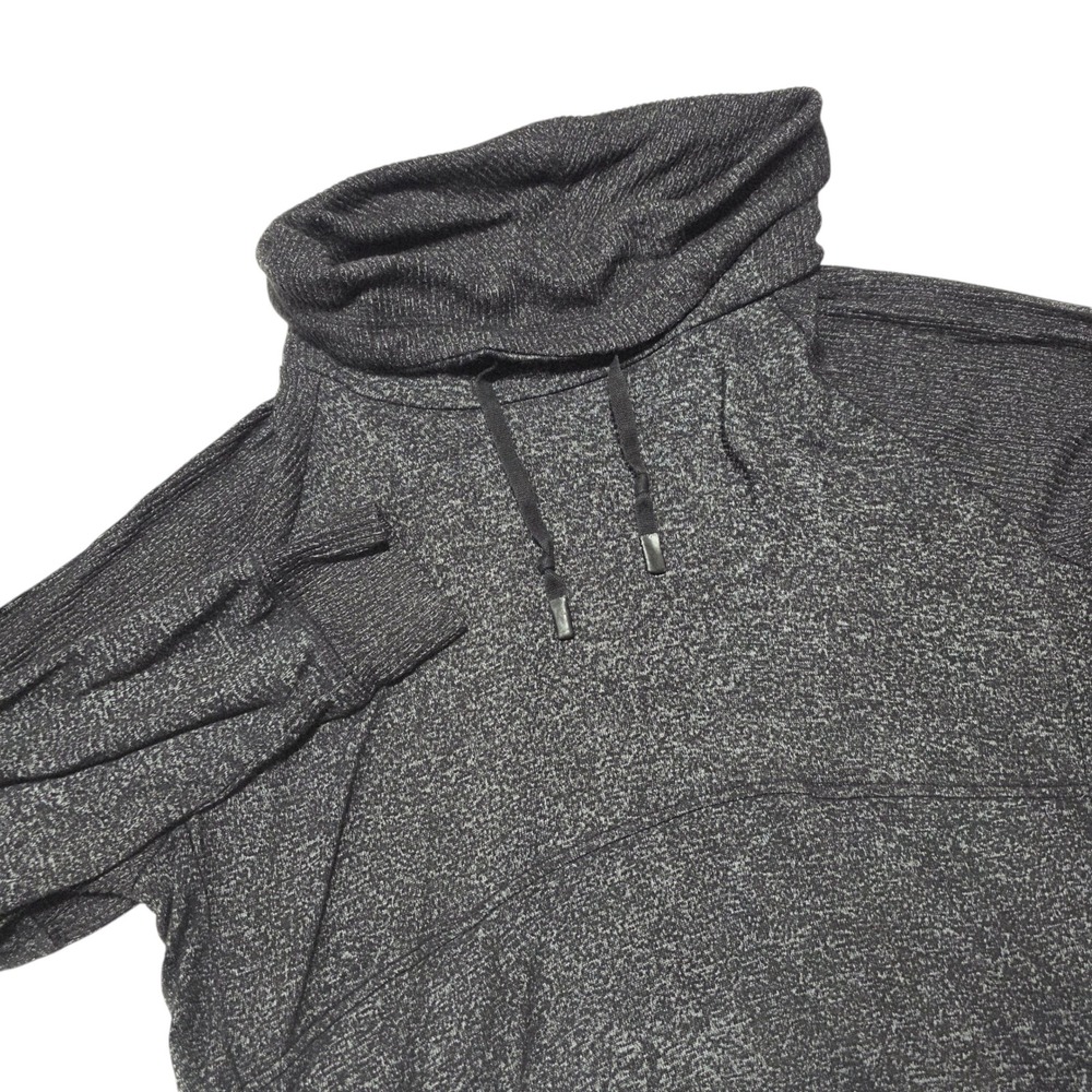 Members Mark Favorite Lounge Top Black Heather Cowl Neck Long Sleeve Pullover XL